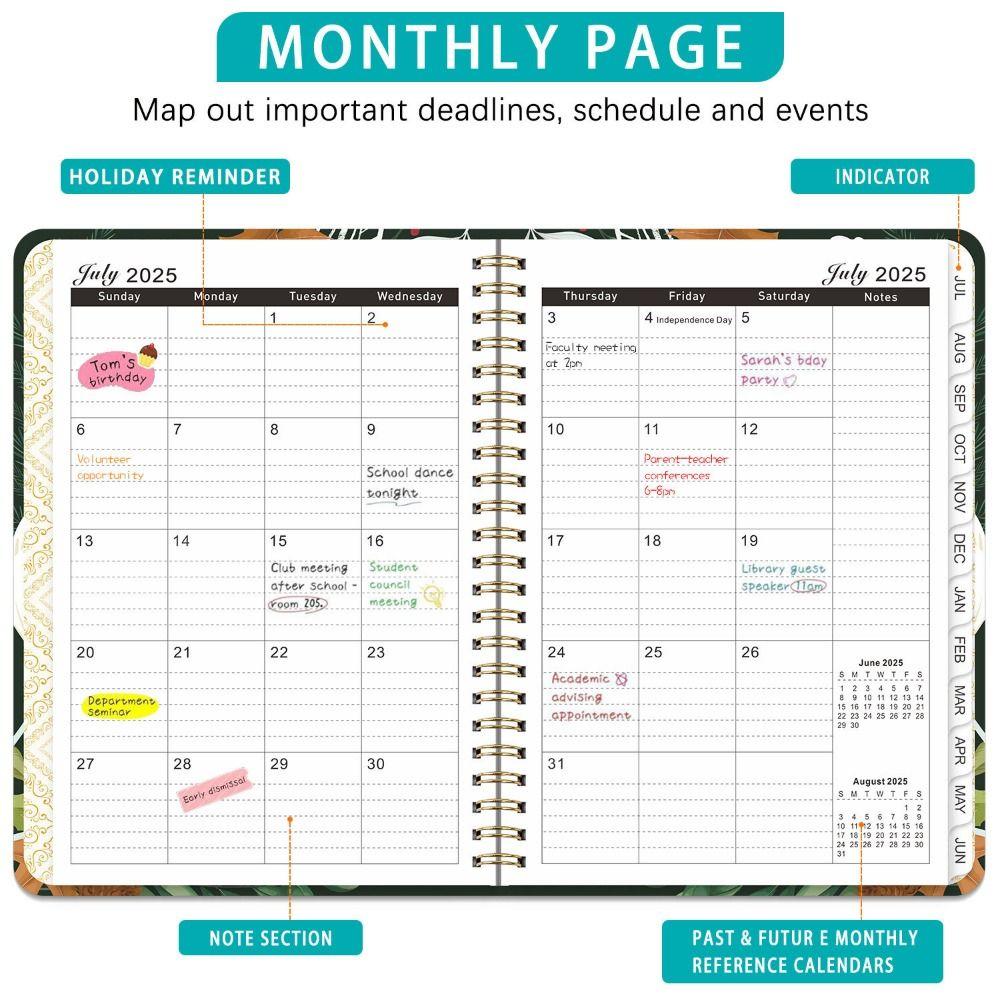 12 Months A5 Agenda Book Colorful Flower Pattern To Do List Schedule Planner Notepad Taking Notes Portable Binder Coil Notebook