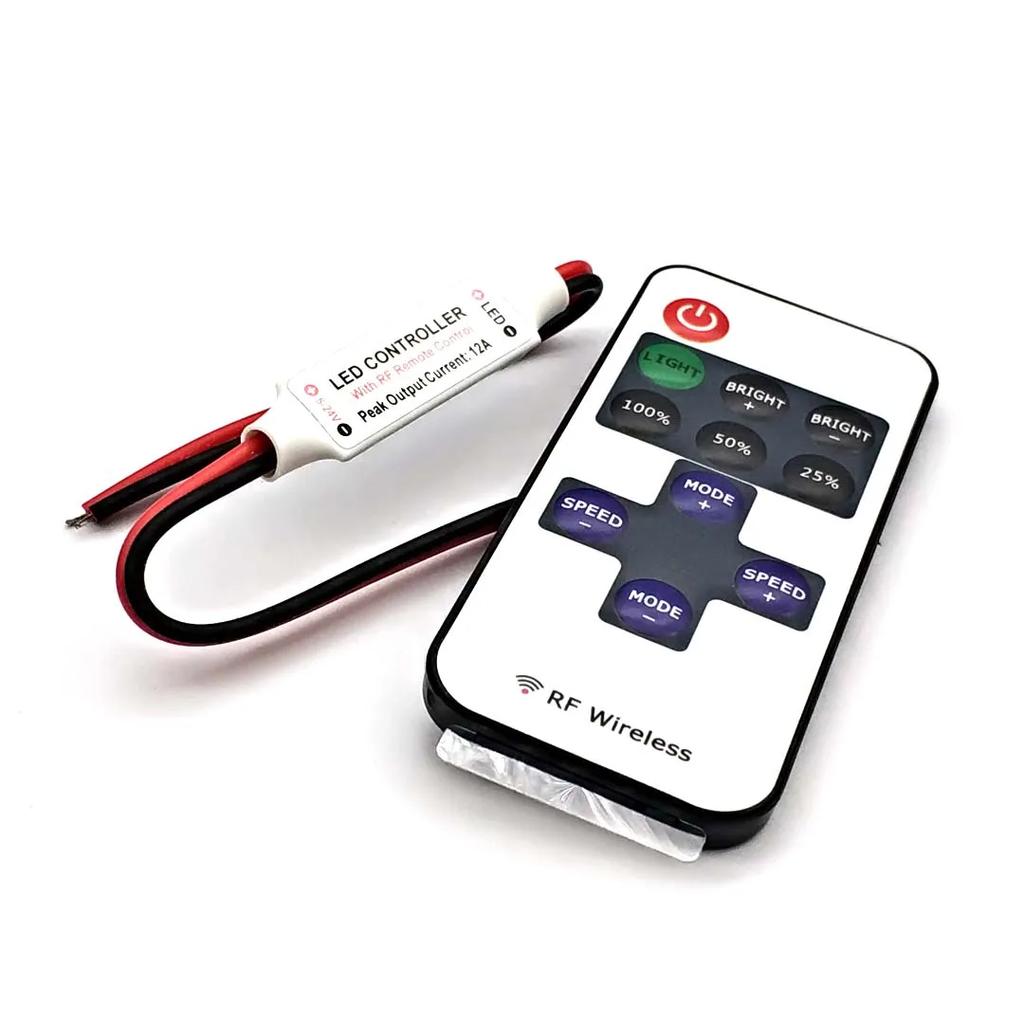 Mini DC 12V Led Controller Dimmer 6A Wireless RF Remote To Control Single Color Strip Lighting 3528 5050 Led Strip