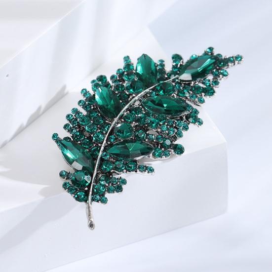 Creative Shining Rhinestones Lapel Shape Pin Brooch Clothes Leaves Shawl Hat Badge Accessories Party