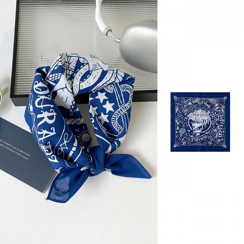 Sports Cycling Silk Scarf Cotton Square Scarf Hip-Hop Headscarf Square Scarf Versatile Trendy Men'S And Women'S Headband Hip-Hop Silk Scarf