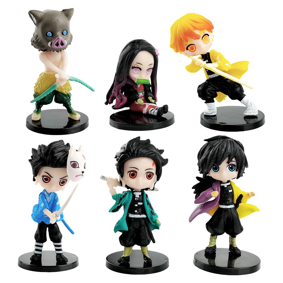 Q Posket Figure Demon Slayer Mini Figurine 5Pcs 10Pcs 12Pcs 15Pcs Sets Kimetsu No Yaiba Small PVC Dolls Desktop Decora