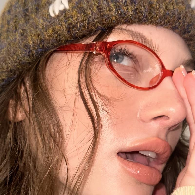 4 шт. Женские ретро-очки Y2K с овальной оправой, прозрачные линзы, модные маленькие очки для компьютера