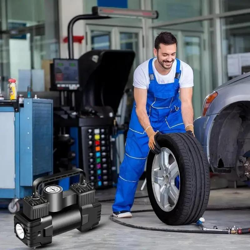 Автомобильный воздушный компрессор, портативный мощный электрический насос для накачки шин, многофункциональный проводной воздушный насос со светодиодной подсветкой для велосипедных мячей