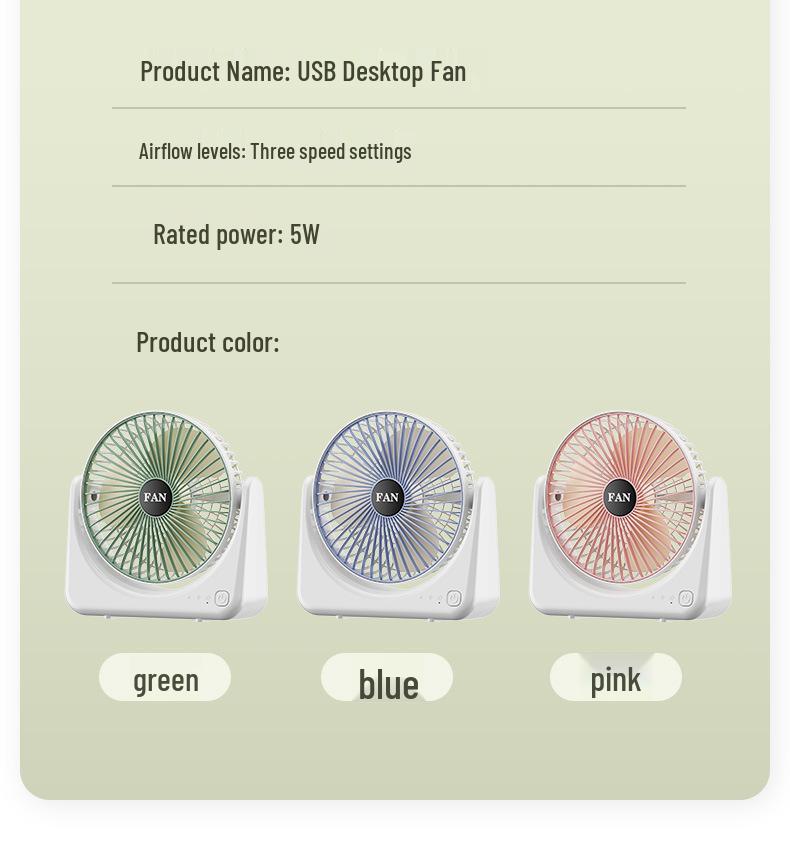 Portable USB Rechargeable Mini Desktop Fan with Large Air Volume for Home, Outdoor, Dormitory, and Student Use
