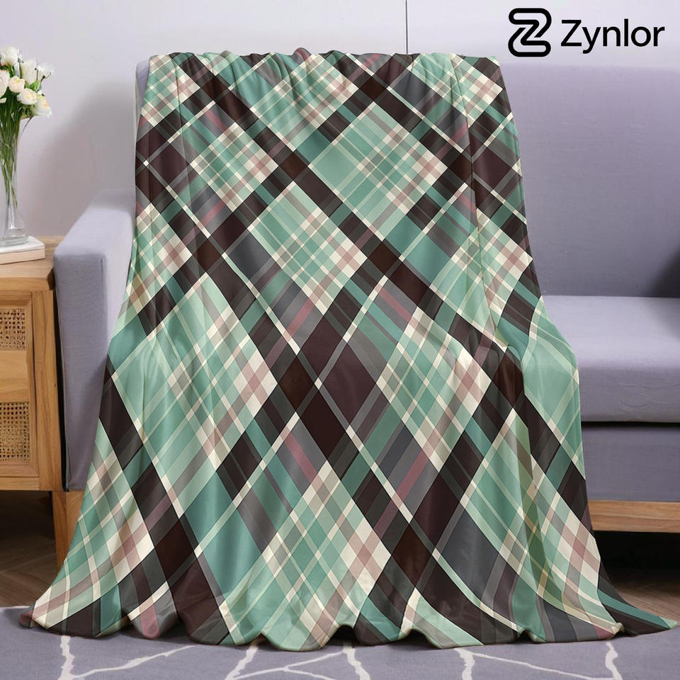 Pastel Geometric Plaid Ultra Soft Sherpa Fleece Blanket Fluffy Warm Halloween Cozy Throw for Sofa Couch Bedroom Gift All season