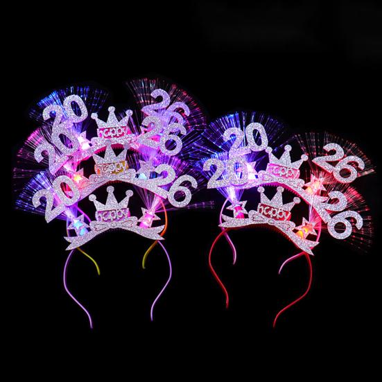 2026 Новогодняя вечеринка Ободок Сверкающий Светодиодный Светящийся Головной убор для Рождества Кануна Нового года Праздничные Мероприятия Вечеринки Празднование