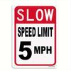 ,  Yanna  Retro Iron Speed Limit 5 MPH Sign - Weatherproof Outdoor Wall-Mounted Street Sign with High-Contrast Red/Black Desi