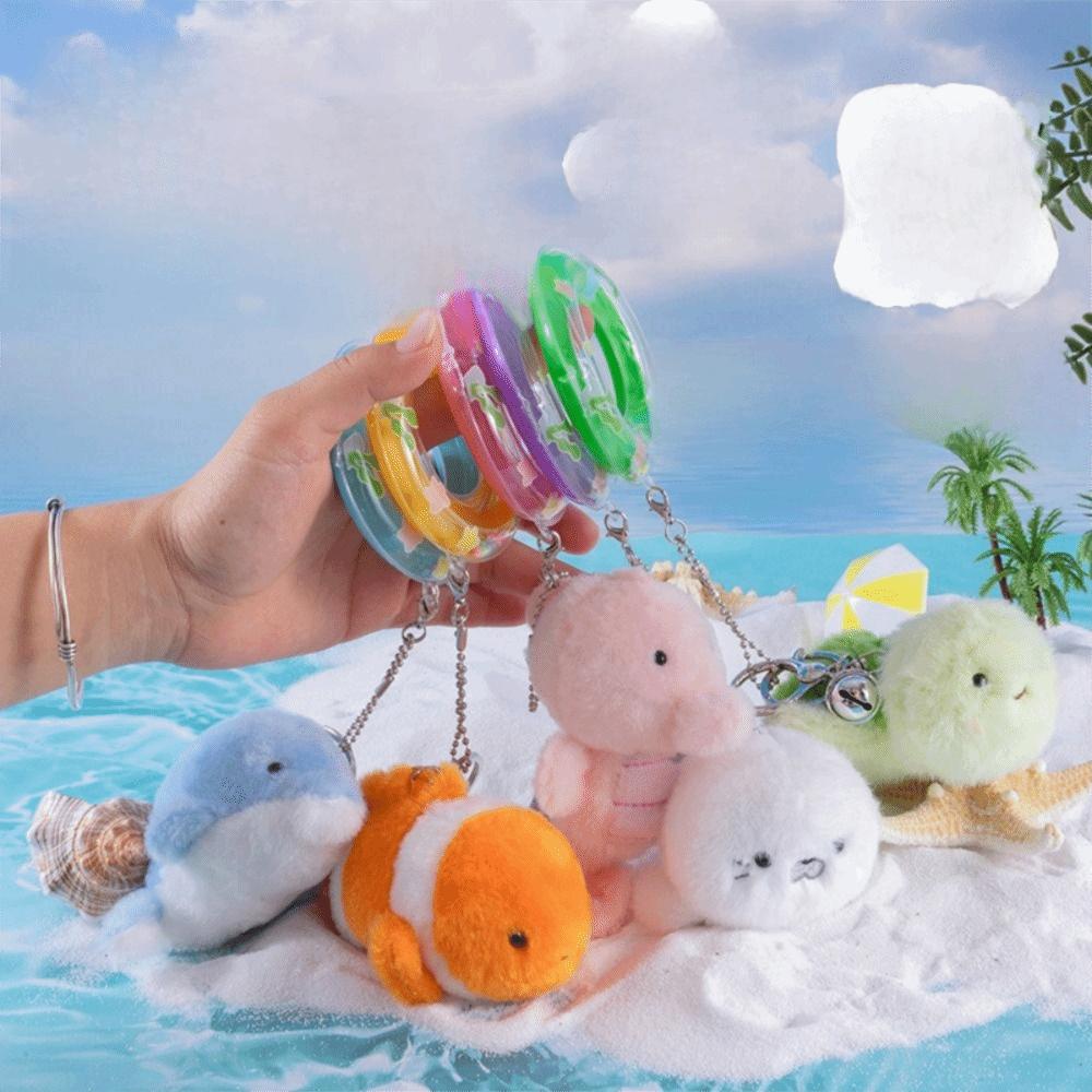 Kawaii Ocean Animal Plush Keychain Seahorse Dolphin Plush Doll Birthday Gift