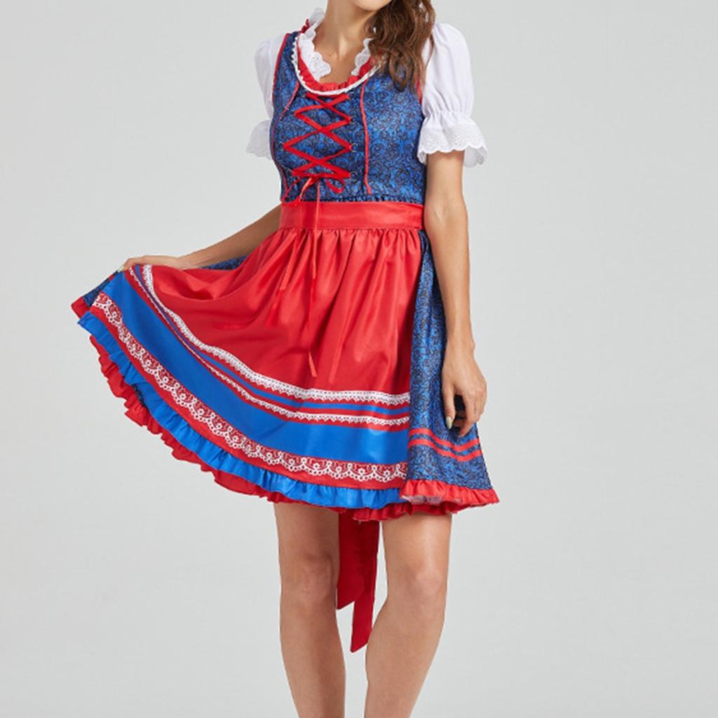 Beer Festival Costume Bavarian Women's Performance Costume Floral Print Square Neck Dress