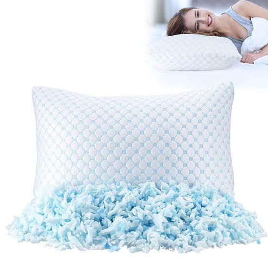 Подушка из измельченной губки, охлаждающая, с медленным восстановлением, эластичная, снимающая боль в шее, подушка из пены с эффектом памяти, дышащая