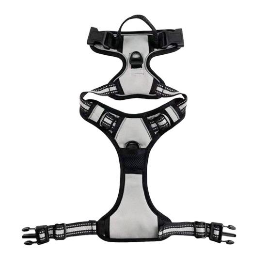 Шлейка для собаки с ручкой, дышащая, регулируемая, с мягкой подкладкой, светоотражающая, не тянущая, с передней клипсой для прогулок, тренировок, охоты