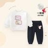 Girls' Velvet Hoodie Set Autumn and Winter 2024 New Children's Baby Winter Thick Sportswear Casual Trend