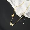 Корейское ретро-ожерелье из Дондэмуна с эффектом состаривания - Счастливая прямоугольная пластина, цепочка на ключицу