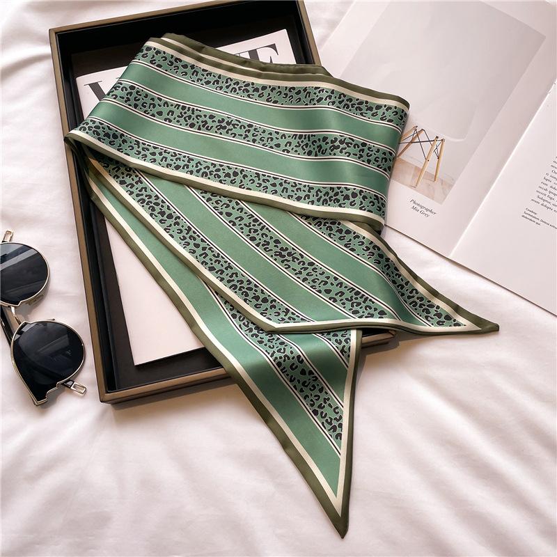 Women Luxury Design Silk Scarf Satin Hair Hairband Tie Neck Scarf Narrow Slanted Ribbon Neckerchief For Wedding Occupation