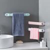 Plastic Wall Mounted Bathroom Telescopic Towel Bar Shelf Self-adhesive Rack Paper Roll Holder Hanging Hook Bathroom Supplies