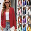 Autumn Women Blazers Collarless No Pockets Casual Long Sleeve Solid Color Patchwork Temperament Lady Suit Coat Ladies Work Tops