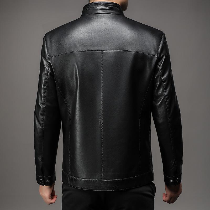 Кожаная куртка мужская осенне-зимняя новая мужская одежда воротник-стойка мягкая кожаная куртка для мужчин среднего возраста свободная и повседневная
