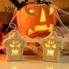 Luminous Party Decorations Halloween Light Up Tombstone Ornaments, Spooky Small Hanging Graveyard Decoration with Decorative Hemp Rope Ornaments