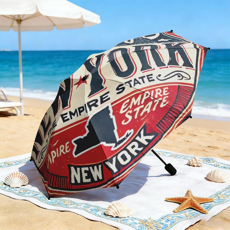1pc American flag design Umbrella Portable Folding Umbrella Iron Frame Hole Bone Structure Outdoor Home Umbrella