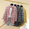 2021 Women's Plaid Long-Sleeve Shirt: Loose Retro Korean-Style, Plus Size, Hong Kong Flavor