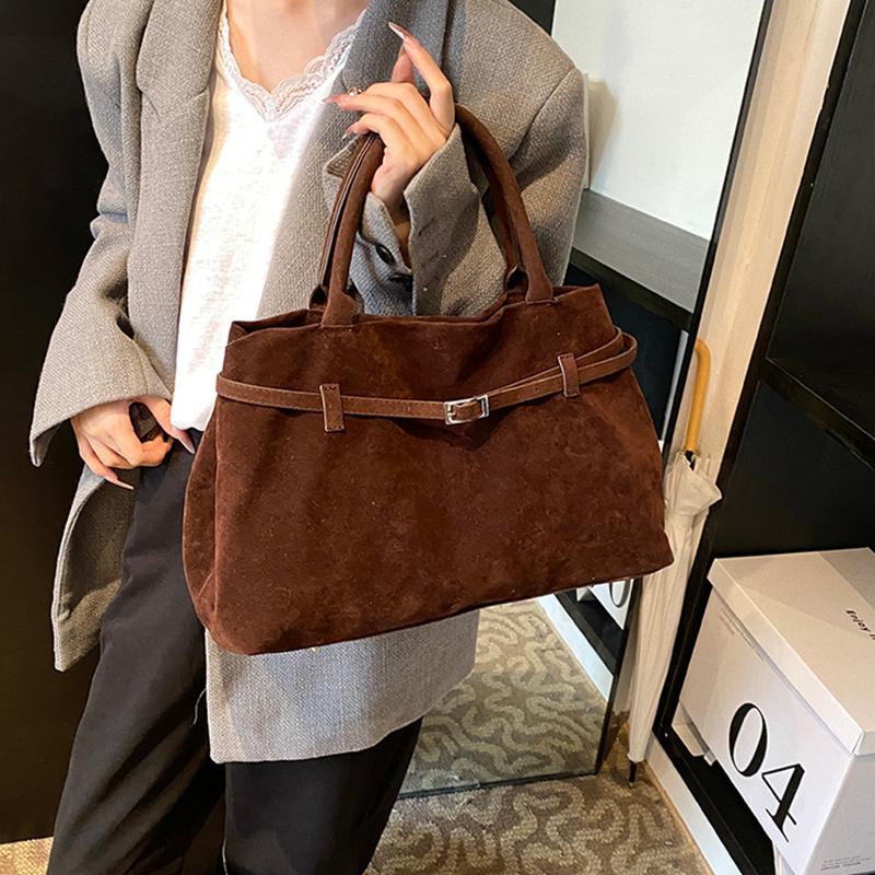 Элегантные сумки для женщин, сумки через плечо, новая большая вместимость, женская сумка с пряжкой, декоративный дизайн, искусственная замша, застежка, повседневная сумка-тоут