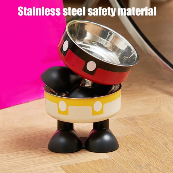 Приподнятые миски для кошек Миска для домашних животных из нержавеющей стали с нескользящим основанием Съемный питомец