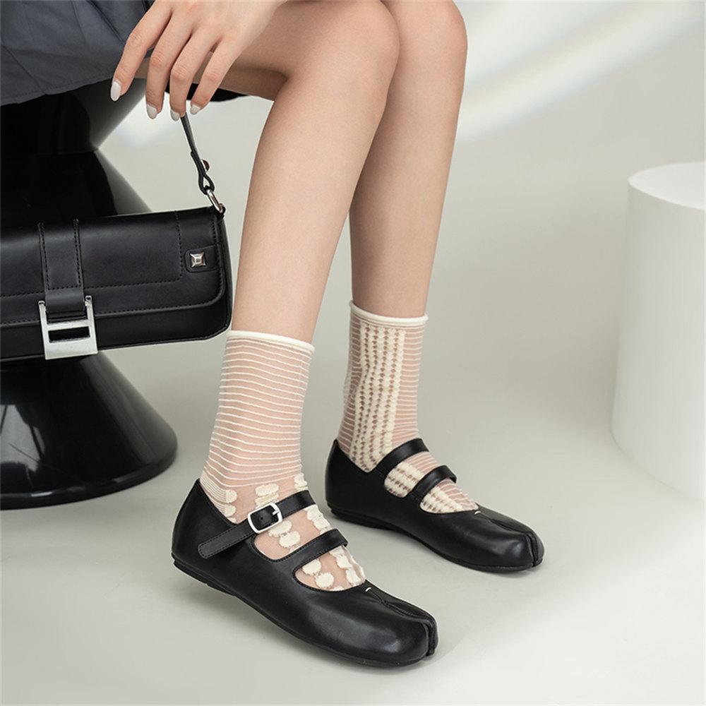 2024 летние женские туфли с раздельным носком, модная черная удобная прогулочная обувь на плоской подошве Мэри Джейн, обувь высокого качества