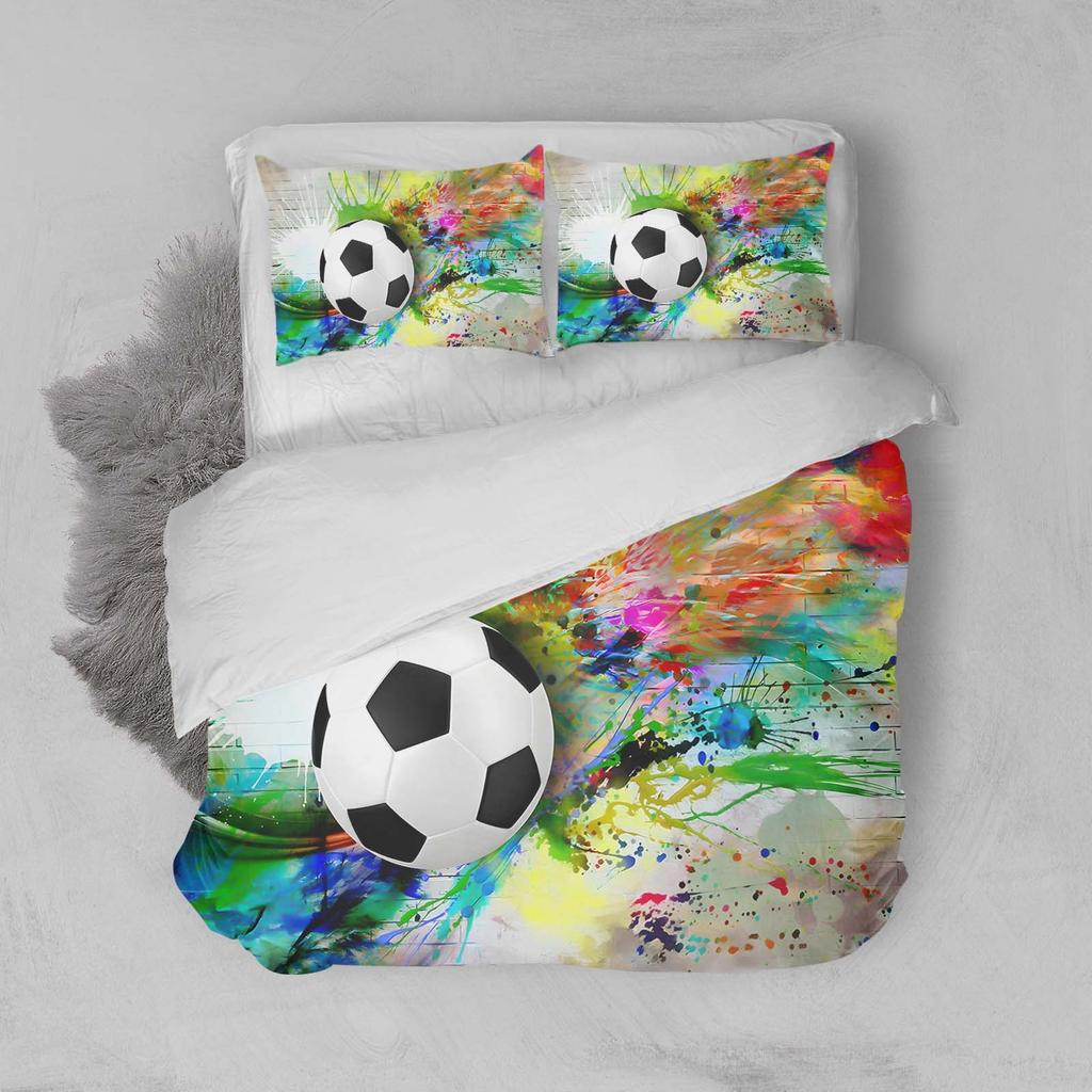 Комплект постельного белья с пододеяльником Football, серия Comforte, с принтом мультфильмов, размер Twin, рождественские подарки, 3 предмета