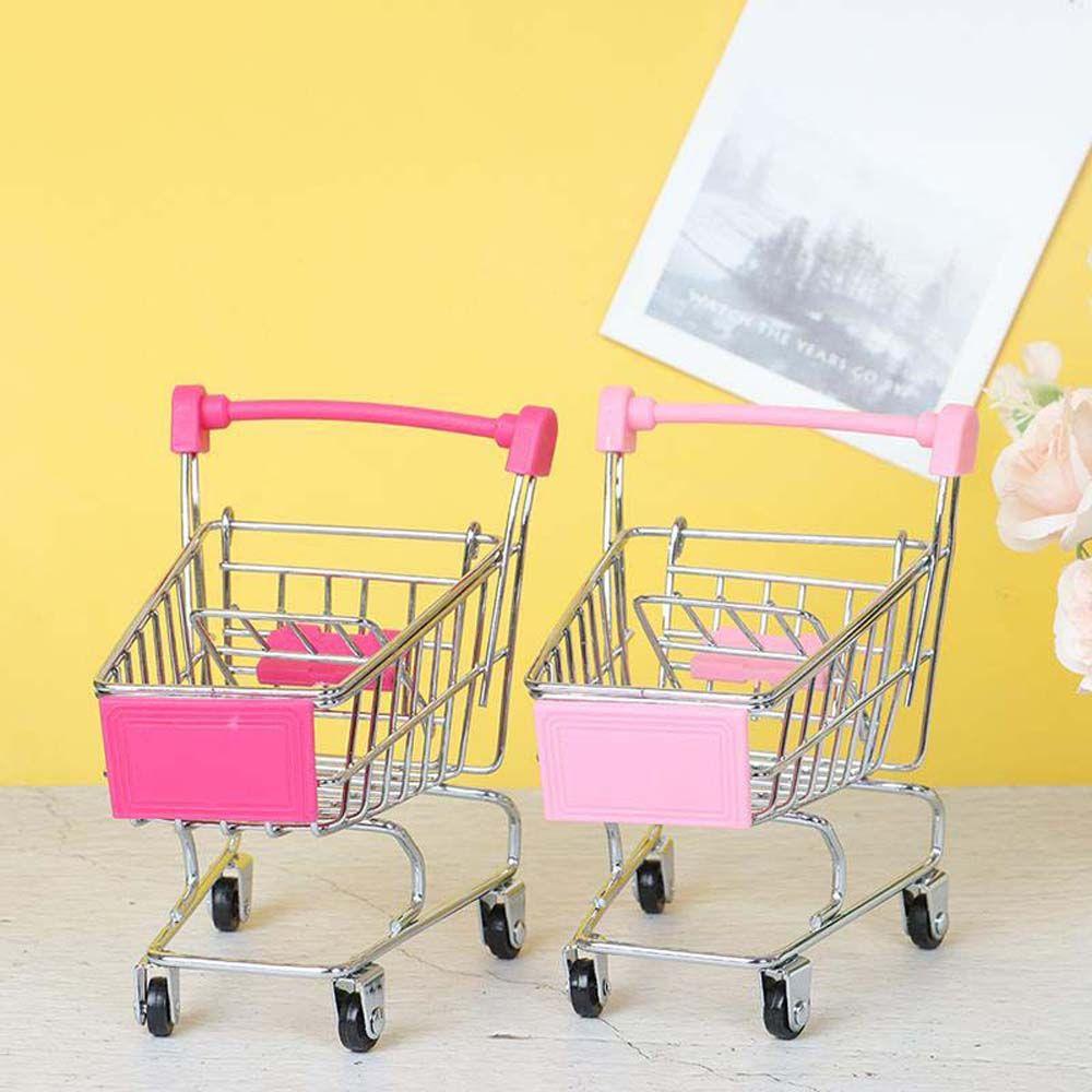 Dollhouse Furniture Supermarket Shopping Basket Supermarket Handcart Trolley Dollhouse Accessories
