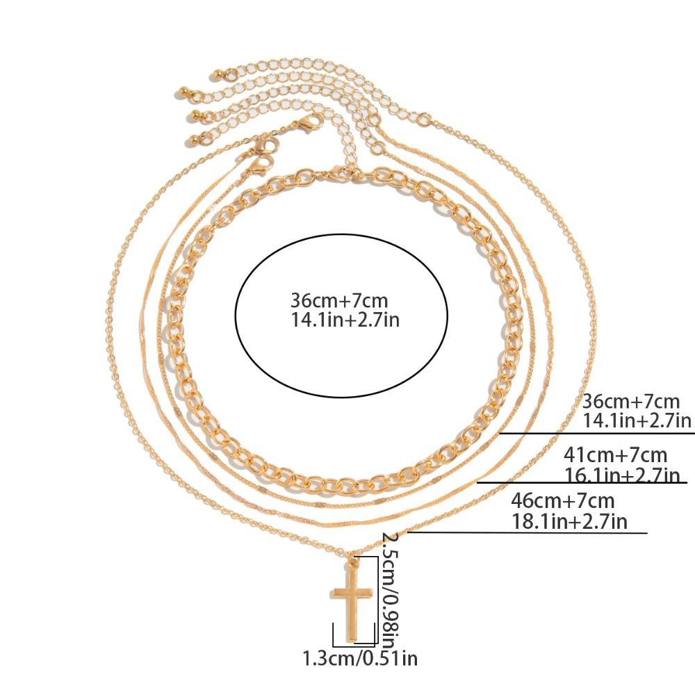 Stacked Cross Pendant Thin Chain Multi Layer Prayer Necklace Jewelry Accessories