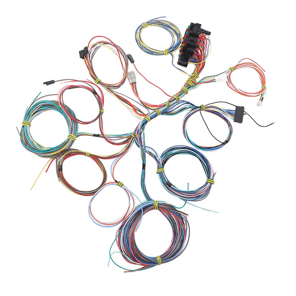 Universal 22 Circuit Wiring Harness Kit with Fuse and Installation Instructions for Any 12 Volt Vehicle