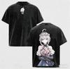 Stylish Washed Black "Alya Sometimes Hides Her Feelings in Russian" Anime Casual Cotton Short-Sleeve T-Shirt