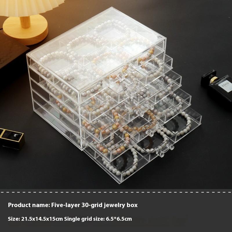 Прозрачная коробка для хранения ювелирных изделий, большая вместимость, ящик для хранения вещей, сережек, ожерелий, пылесборник