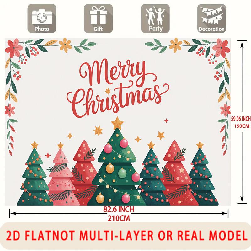 Party Backdrop Christmas Floral Flat Merry Festive Border Multi Layered Celebrations Event Backdrop Decoration Front Door Decor