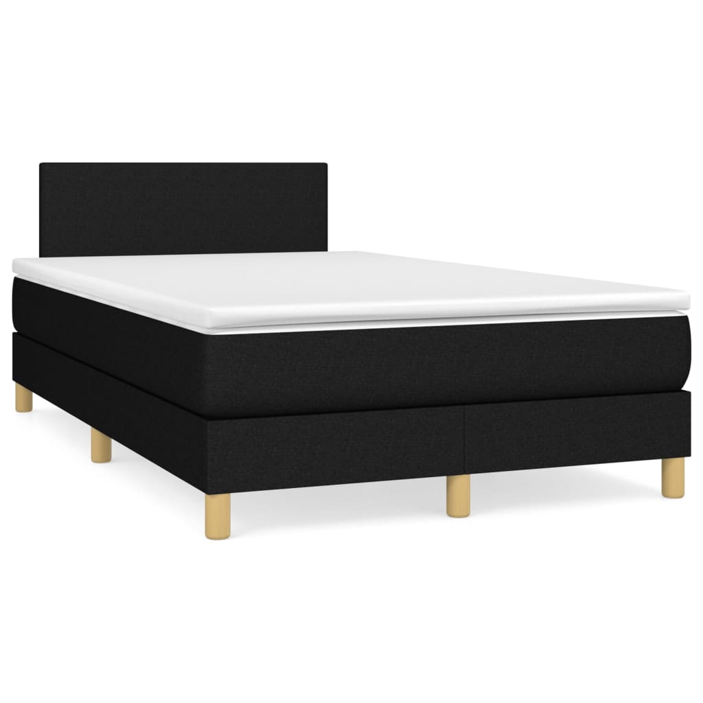 Vidaxl Континентальная кровать с матрасом, черная, ткань, 120x200 см