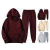 2 Pcs/Set Unisex Sports Suit Hooded Long Sleeve Loose Top with Pocket Spring Fall Tracksuit Drawstring Elastic Waist Ankle-banded