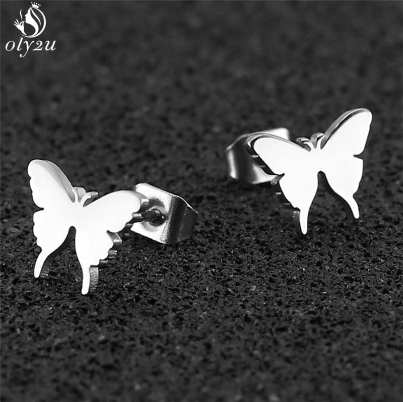 Simple Yoga Om Earring Ball Star Tree Cross Bicycle Stainless Steel Stud Earrings for Women Men T Bar Ear Piercing Gift