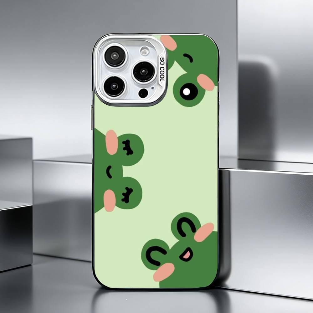 H-Счастливая Лягушка Чехол для Телефона Для iPhone 17,16,15,14,13,12,11 Plus,Pro Max,XS,Цветной серебристый чехол для телефона
