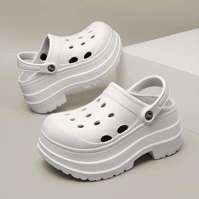 Дизайнерские толстоподошвенные туфли с отверстиями женские для увеличения роста летняя новая модная верхняя одежда пляжная обувь маленькие босоножки на высоком каблуке женские