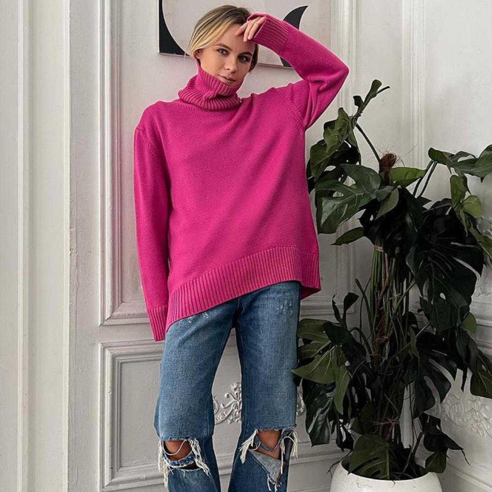 Women's Oversize Sweater Turtleneck Vintage Pullover Jumper Women Winter Thick Warm Knitted Sweater Soft for Women