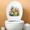 Tropical Cactus Bird Toilet Cover Sticker Decals,Fish Bird Flower Leaf Waterproof Toilet Lid Tank Seat Decals Cistern Self-Adhesive Bathroom Wall