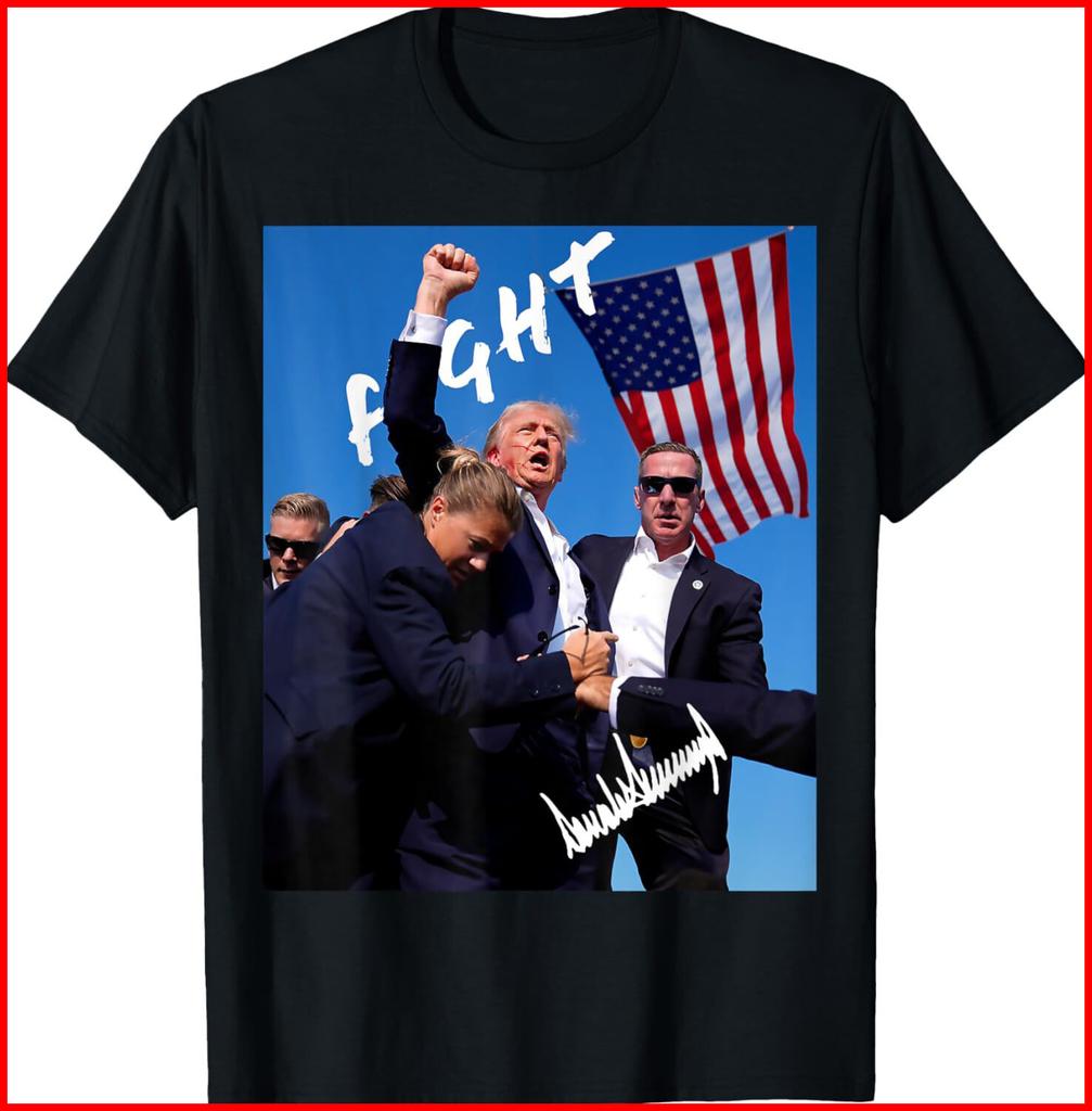Donald Trump Fight Rally Shooting Black Cotton T-Shirt S-5XL