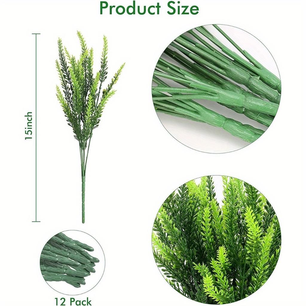 12 связок искусственных цветов лаванды, стойкие к ультрафиолетовому излучению, искусственные цветы для улицы, не выцветающие, искусственные пластиковые растения для украшения оконных ящиков и крыльца в саду