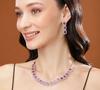 Octagonal Necklace Set with Rhodium Plated CZ Ossum and Ruby Stones for Women