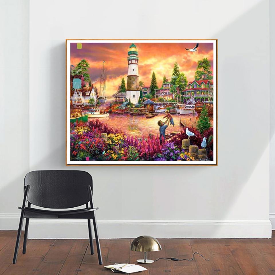 5D DIY алмазная живопись пейзаж замок полный круглый горный хрусталь вышивка крестиком комплект мозаика картина украшение дома подарок