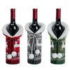 New Christmas Ornaments Plush Knitted Wine Bottle Cover Red Wine Bottle Cap Holiday Home Decoration Wine Cover Set of 3 with Faux Fur Collar