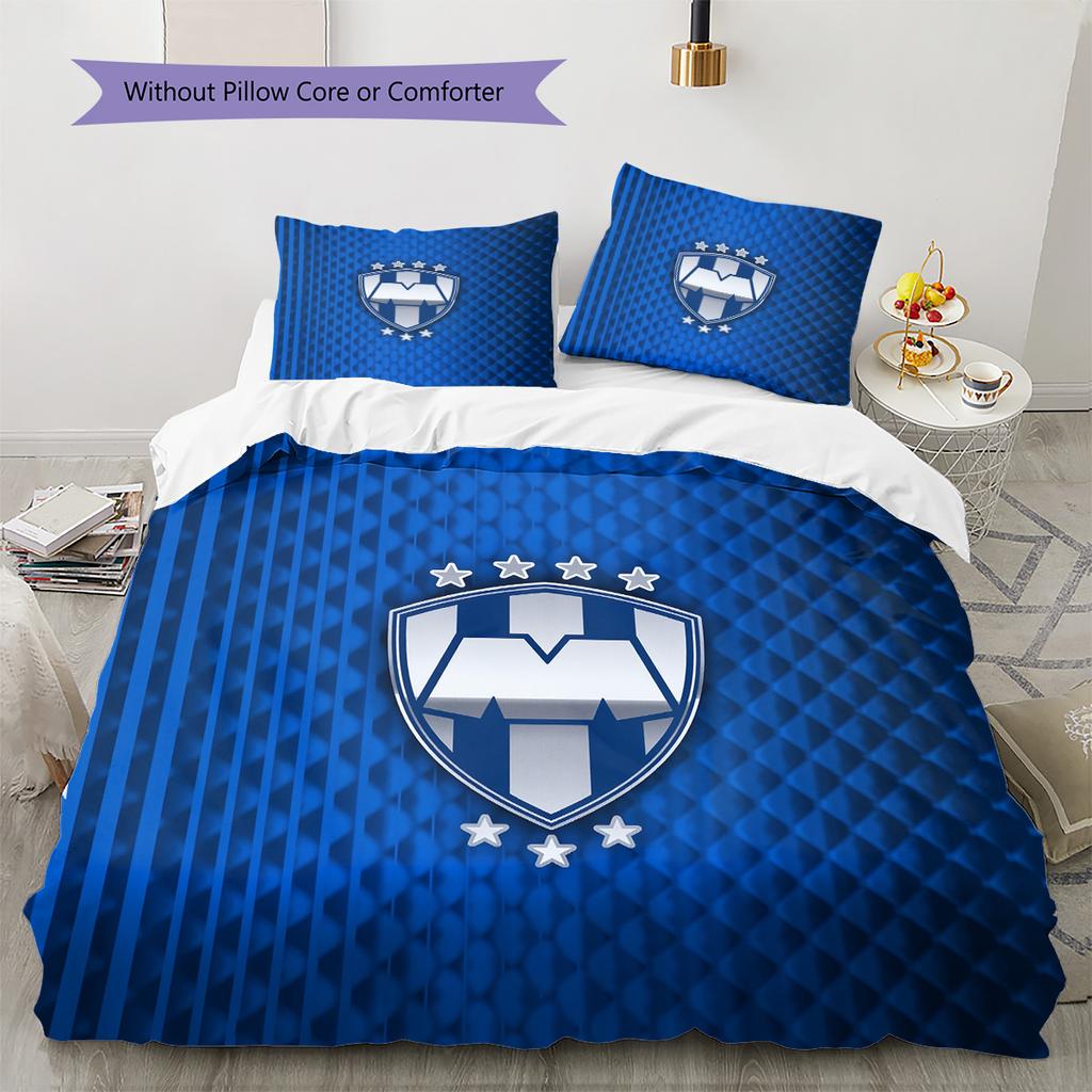 C.F. Monterrey Football Club Pattern Bedding Quilt Set Home Decoration Gift (1 * duvet cover + 2 * pillowcase without core)