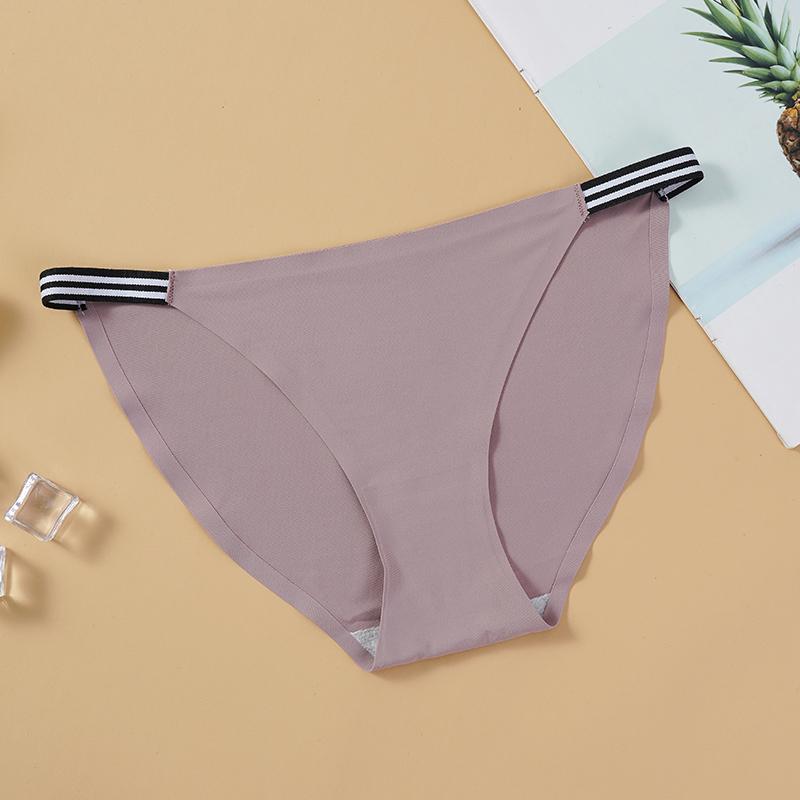 Модные бесшовные трусики, женские трусы с низкой посадкой, удобные трусы, полосатый пояс, ледяной шелк, сексуальное женское нижнее белье, нижнее белье