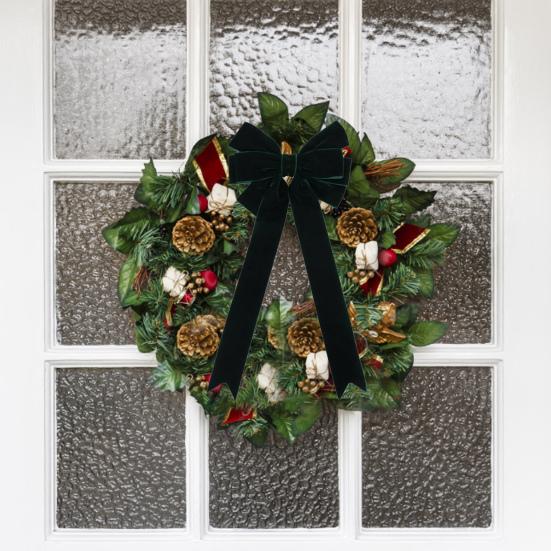 5 шт. рождественские бархатные банты, праздничные украшения для елки, венок из бархатной ленты, бант для упаковки подарочной коробки, сделай сам