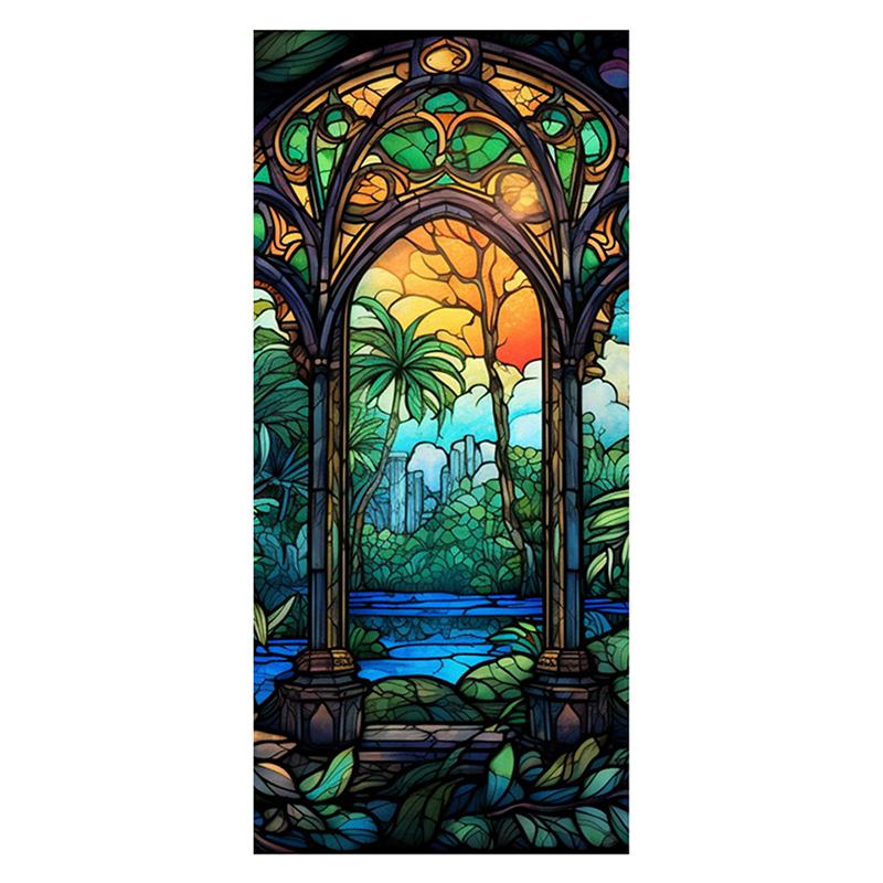 45x100 см окрашенная цветная тропическая растительная пленка для окон и дверей ПВХ статическая адсорбционная стеклянная наклейка для домашнего декора съемная